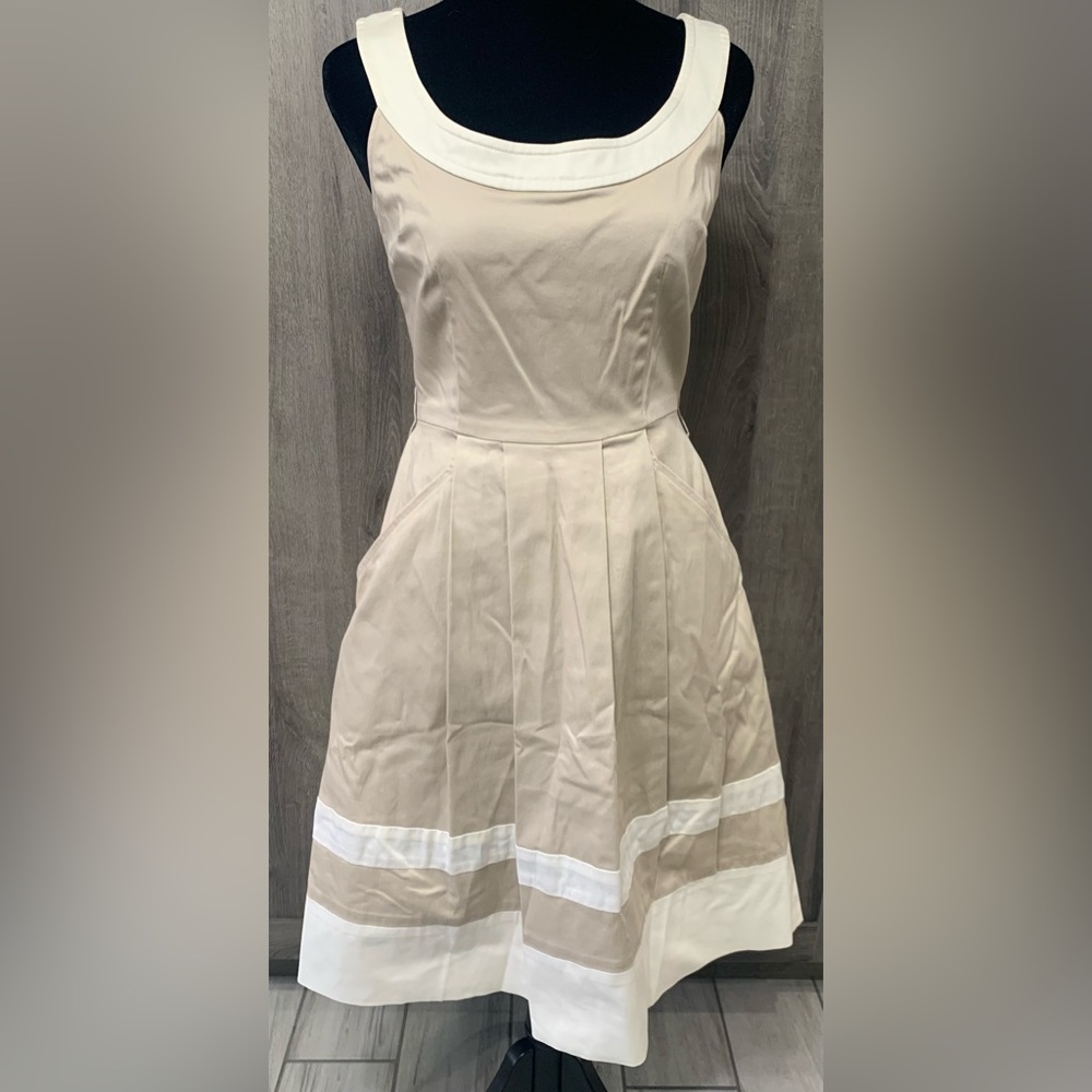 White House Black Market Tan Princess Rockabilly Sun Dress Women's Size 00 - Picture 1 of 14